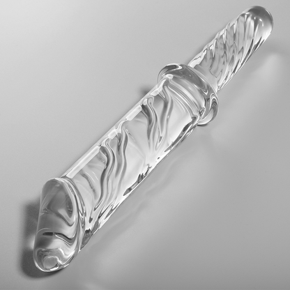 NEBULA SERIES BY IBIZA - MODEL 24 TRANSPARENT BOROSILICATE GLASS DILDO 28.5 CM -OR- 5 CM