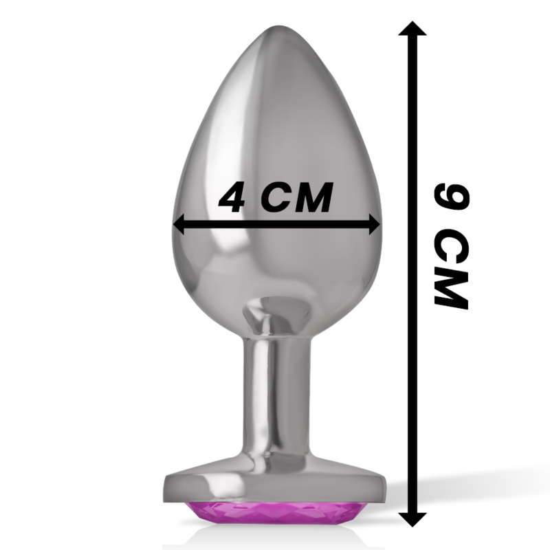 INTENSE - METAL ALUMINUM ANAL PLUG WITH PINK CRYSTAL SIZE L