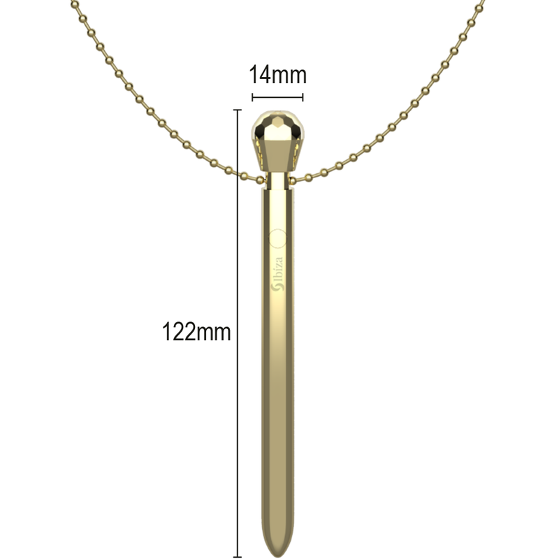 IBIZA - DISCREET DIAMOND STIMULATOR RECHARGEABLE NECKLACE 12 VIBRATION MODES GOLD 12.2 X 1.4