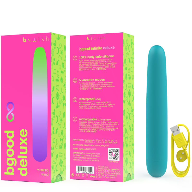 B SWISH - BGOOD INFINITE DELUXE RECHARGEABLE SILICONE VIBRATOR BLUE