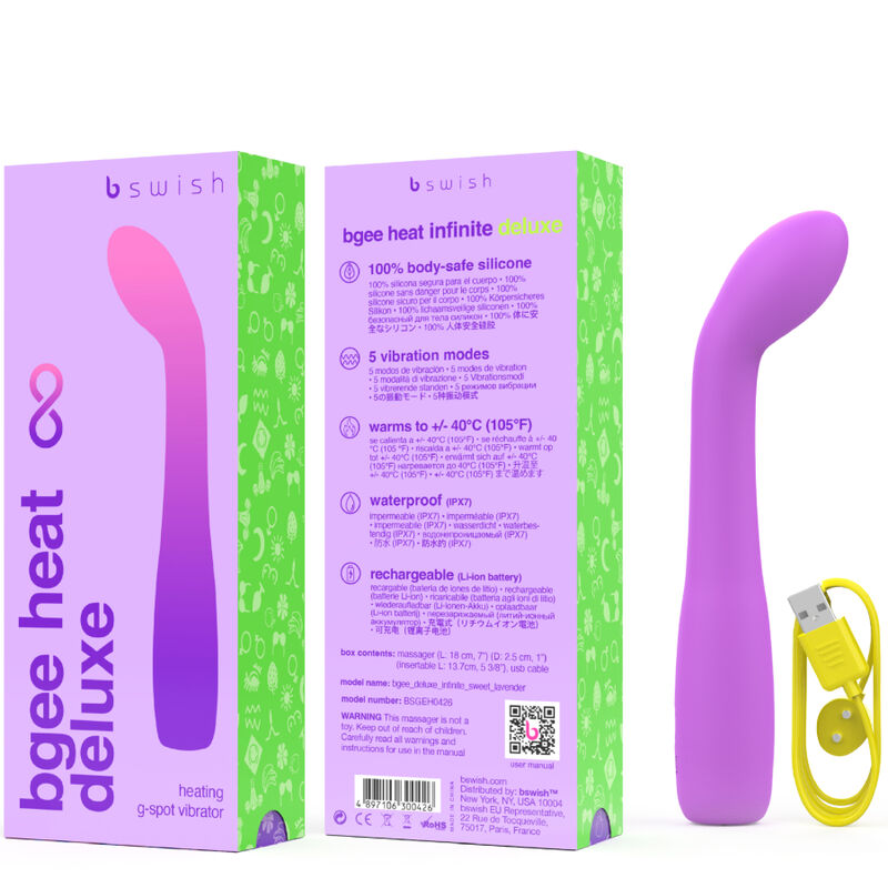 B SWISH - BGEE HEAT INFINITE DELUXE RECHARGEABLE VIBRATOR SILICONE LAVENDER