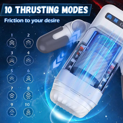 GAME CUP - MALE MASTURBATOR WITH VIBRATION AND HEAT FUNCTION WITH MOBILE PHONE HOLDER - BLACK