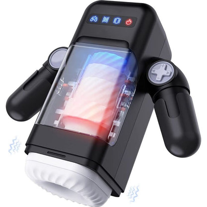 GAME CUP - MALE MASTURBATOR WITH VIBRATION AND HEAT FUNCTION WITH MOBILE PHONE HOLDER - BLACK