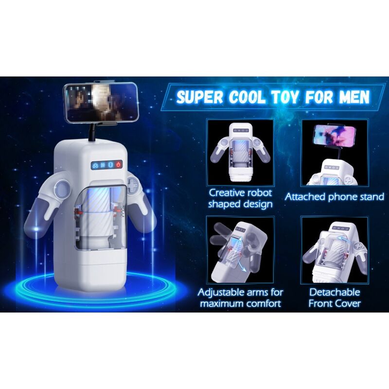 GAME CUP - MALE MASTURBATOR WITH VIBRATION AND HEAT FUNCTION WITH MOBILE PHONE HOLDER - BLACK