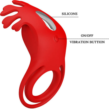 PRETTY LOVE - RUBEN VIBRATING RING 7 VIBRATIONS SILICONE RED