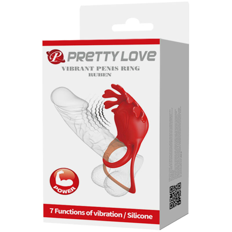 PRETTY LOVE - RUBEN VIBRATING RING 7 VIBRATIONS SILICONE RED