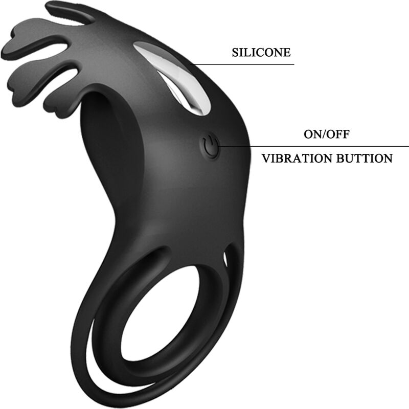 PRETTY LOVE - RUBEN VIBRATING RING 7 VIBRATIONS BLACK SILICONE