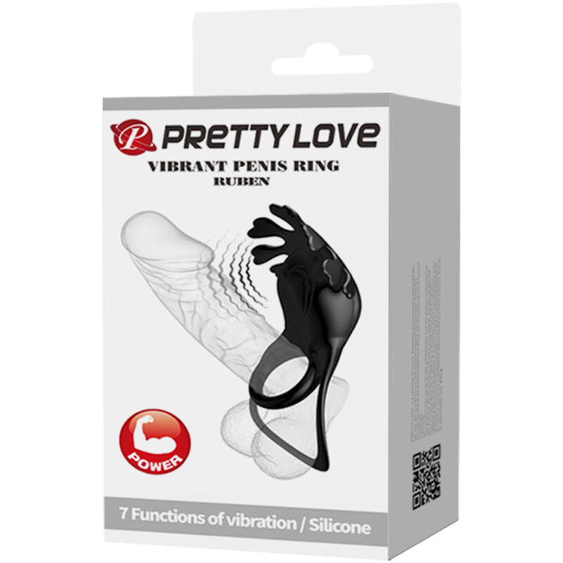 PRETTY LOVE - RUBEN VIBRATING RING 7 VIBRATIONS BLACK SILICONE