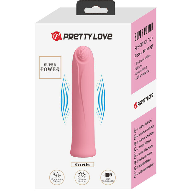 PRETTY LOVE - CURTIS MINI VIBRATOR SUPER POWER 12 VIBRATIONS SILICONE PINK