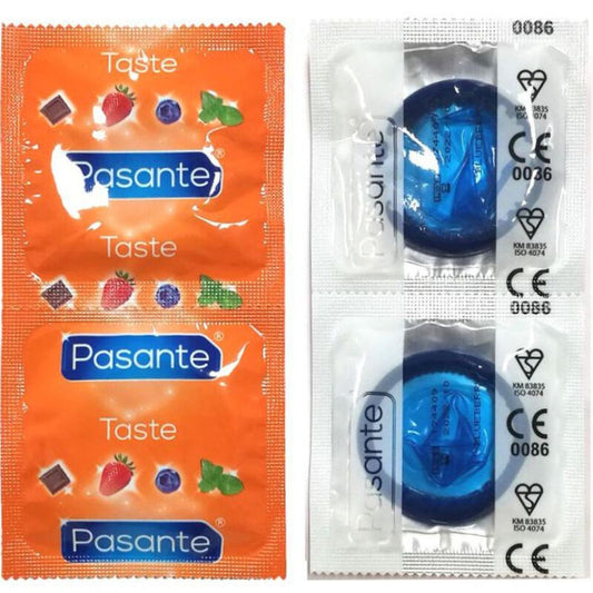 PASANTE - BLUEBERRY FLAVOR CONDOM BAG 144 UNITS