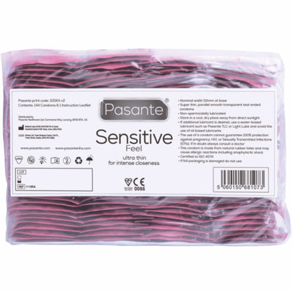 PASANTE - SENSITIVE CONDOM BAG 144 UNITS