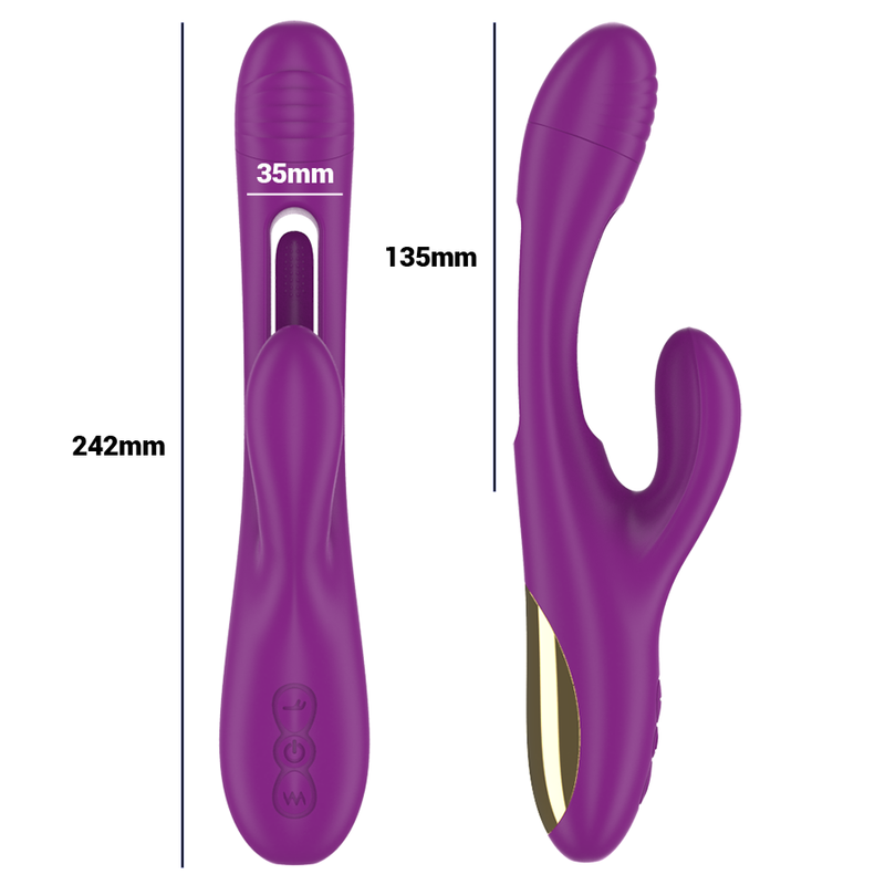 INTENSE - APOLO RECHARGEABLE MULTIFUNCTION VIBRATOR 7 VIBRATIONS WITH OSCILLATING TONGUE PURPLE