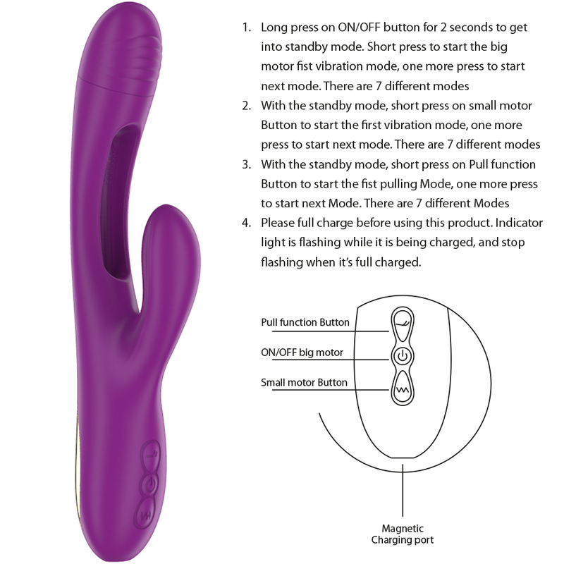 INTENSE - APOLO RECHARGEABLE MULTIFUNCTION VIBRATOR 7 VIBRATIONS WITH OSCILLATING TONGUE PURPLE