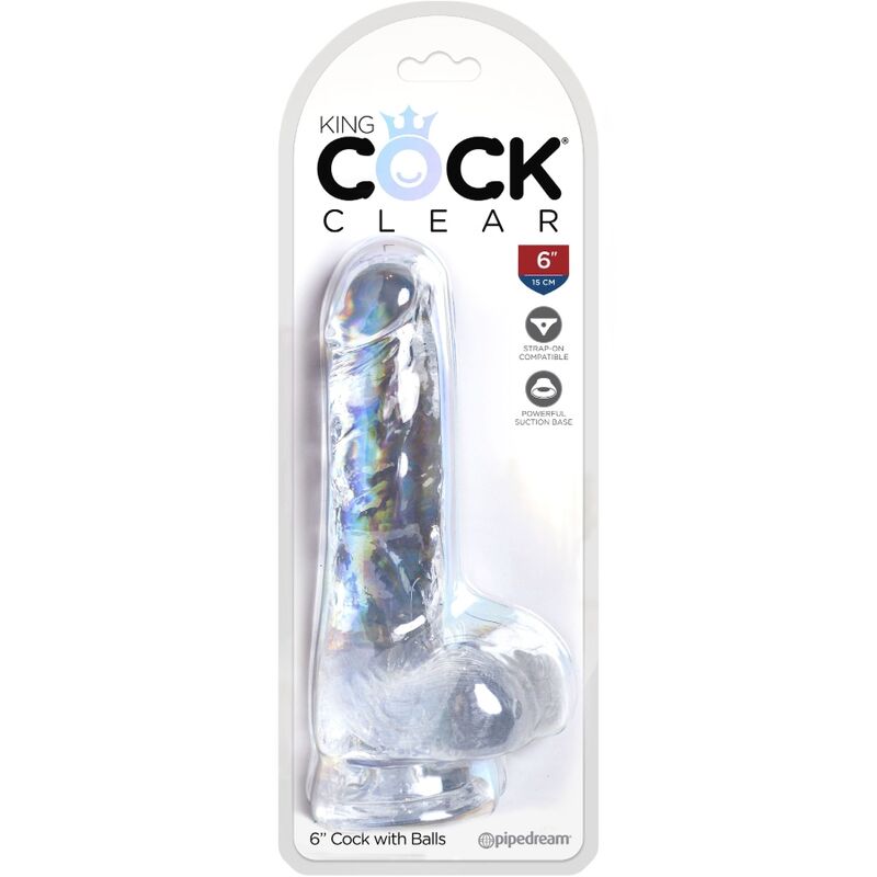 KING COCK - CLEAR REALISTIC PENIS WITH TESTICLES 13.5 CM TRANSPARENT