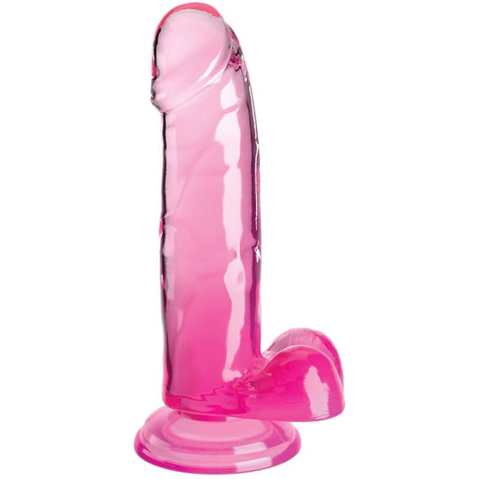 KING COCK - CLEAR REALISTIC PENIS WITH TESTICLES 15.2 CM PINK