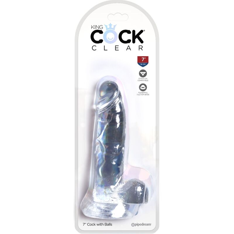 KING COCK - CLEAR REALISTIC PENIS WITH TESTICLES 15.2 CM TRANSPARENT