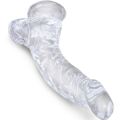 KING COCK - CLEAR REALISTIC CURVED PENIS WITH TESTICLES 16.5 CM TRANSPARENT