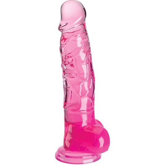 KING COCK - CLEAR REALISTIC PENIS WITH TESTICLES 16.5 CM PINK