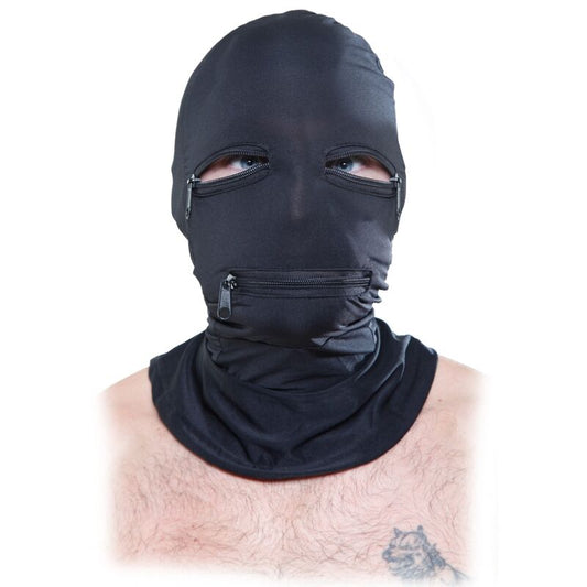 FETISH FANTASY SERIES - BLACK BALACLAVA WITH ZIPPERS