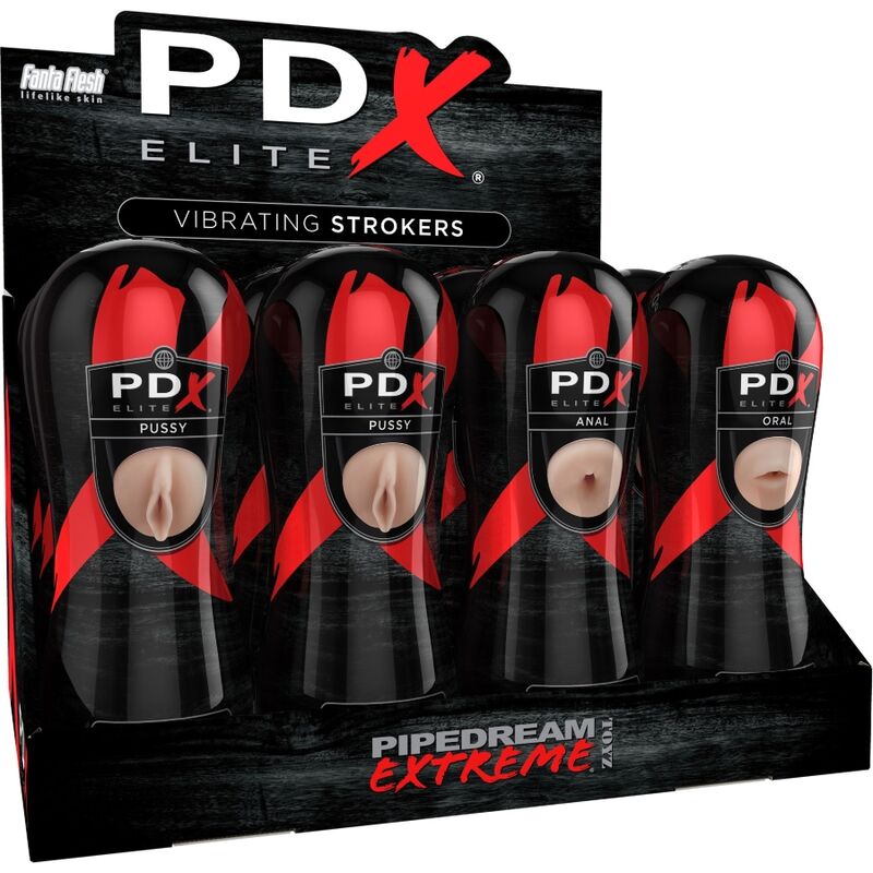 PDX ELITE - STROKER MASTURBATOR SET 12 UNITS: 6X VAGINA, 3X ANUS, 3X MOUTH