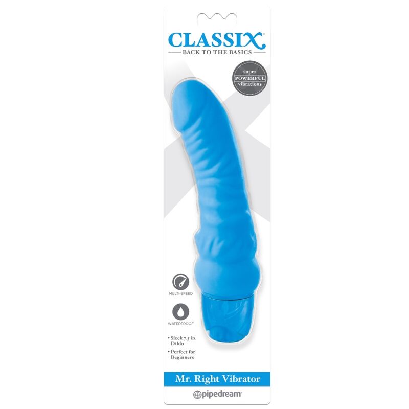 CLASSIX - VIBRATING DILDO MR. RIGHT MULTI-SPEED 15.5 CM BLUE