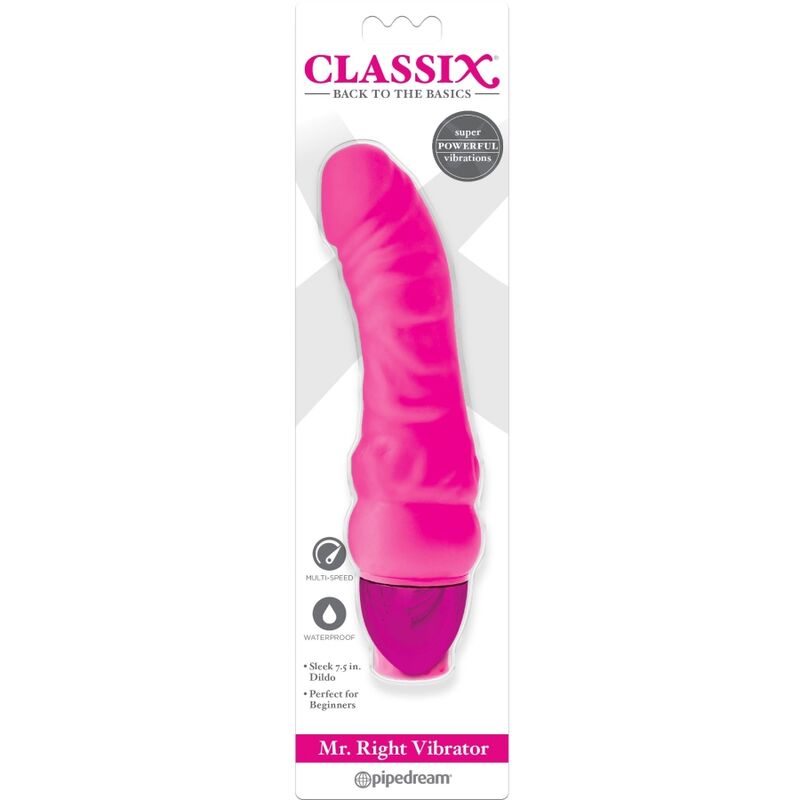 CLASSIX - VIBRATING DILDO MR. RIGHT MULTI-SPEED 15.5 CM PINK