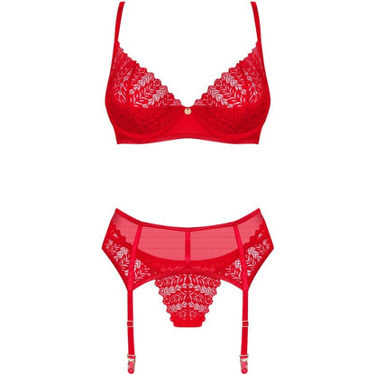 OBSESSIVE - INGRIDIA TWO-PIECE CROTCHLESS SET RED XL/XXL