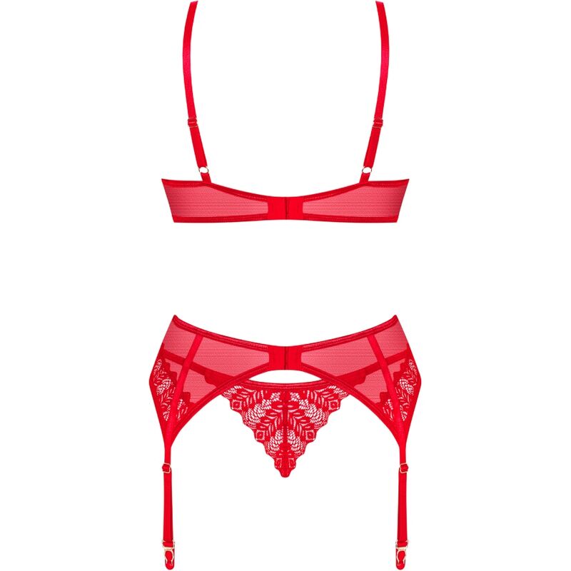 OBSESSIVE - INGRIDIA TWO-PIECE CROTCHLESS SET RED XL/XXL