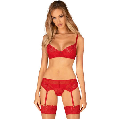 OBSESSIVE - INGRIDIA RED THREE-PIECE SET XS/S