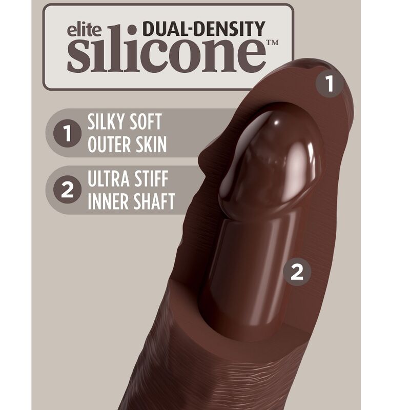 KING COCK - ELITE REALISTIC SILICONE DILDO 17.8 CM BROWN