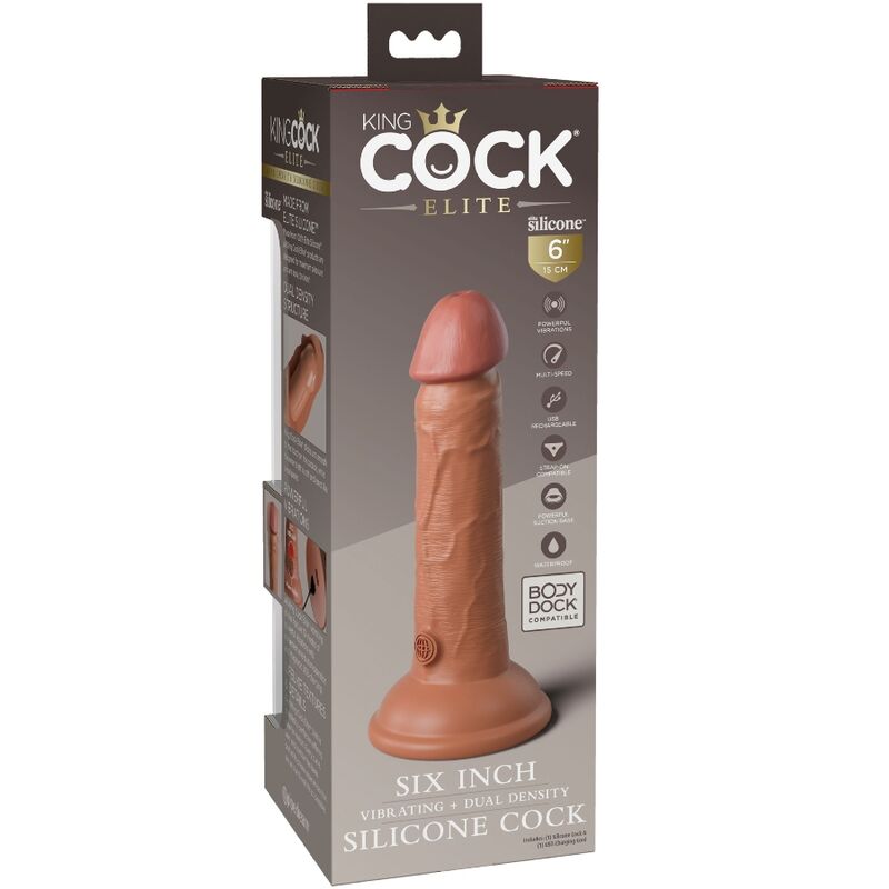 KING COCK - ELITE REALISTIC DILDO VIBRATOR &amp; SILICONE 15.2 CM CANDY