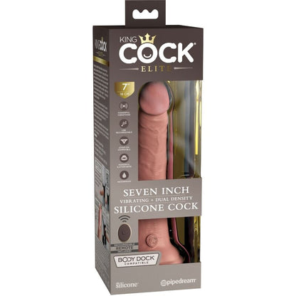 KING COCK - ELITE REALISTIC DILDO VIBRATOR &amp; SILICONE REMOTE CONTROL 17.8 CM