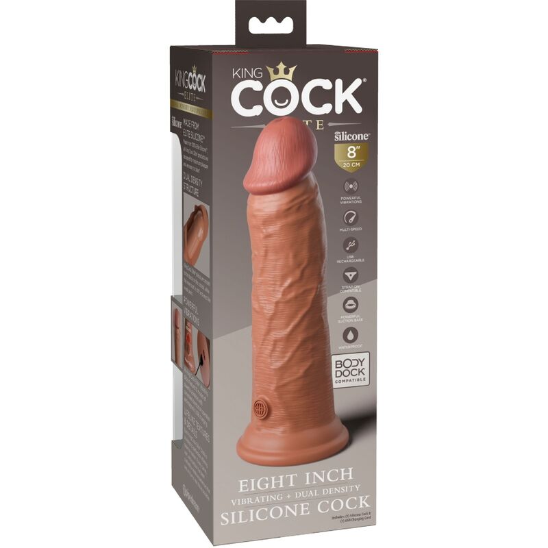 KING COCK - ELITE REALISTIC DILDO VIBRATOR &amp; SILICONE 20.3 CM CANDY