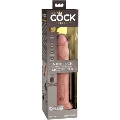 KING COCK - ELITE REALISTIC DILDO VIBRATOR &amp; SILICONE REMOTE CONTROL 23 CM