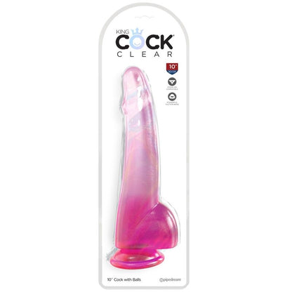 KING COCK - CLEAR DILDO WITH TESTICLES 19 CM PINK