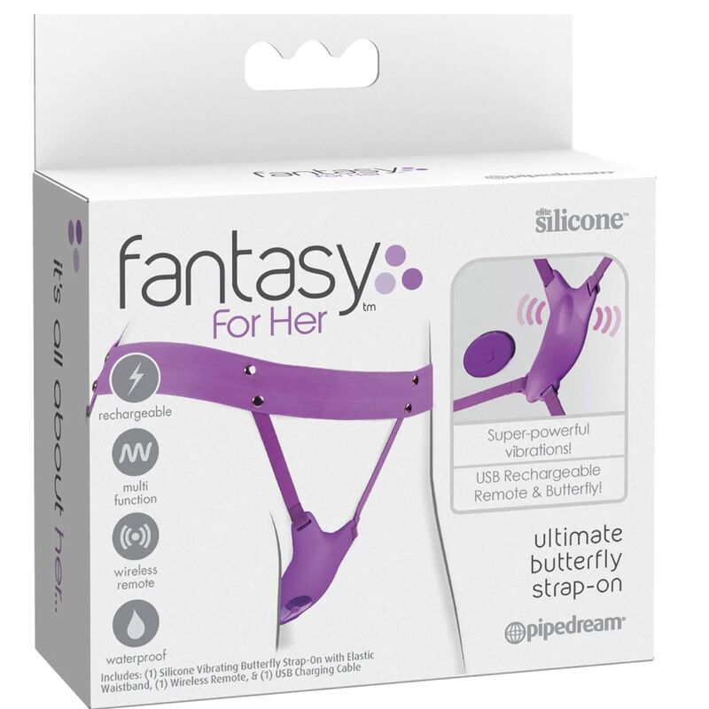 FANTASY FOR HER - VIBRATING BUTTERFLY HARNESS, RECHARGEABLE &amp; REMOTE CONTROL VIOLET