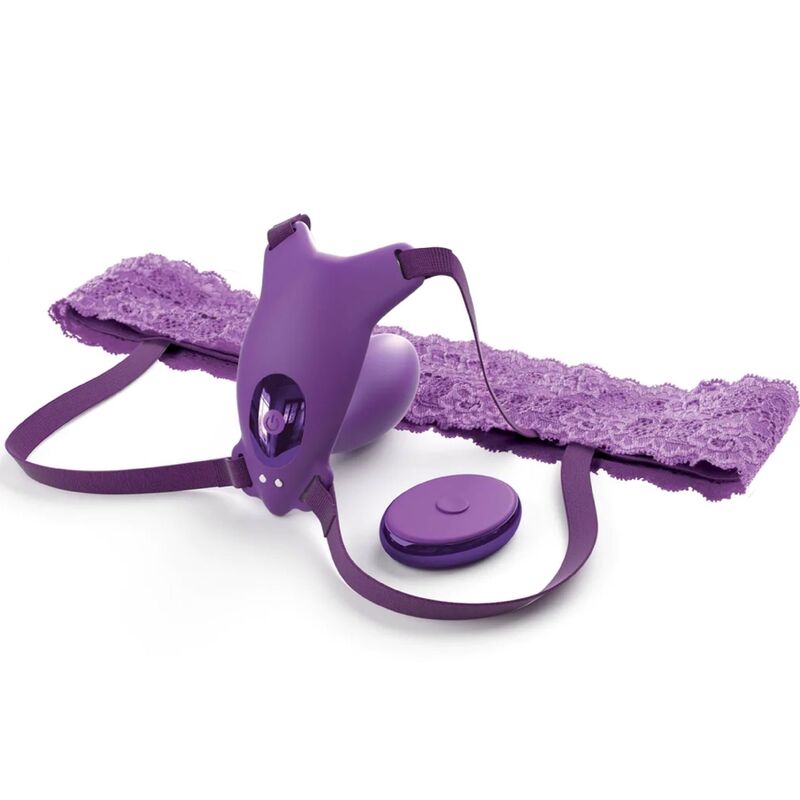 FANTASY FOR HER - G-SPOT BUTTERFLY HARNESS WITH VIBRATOR, RECHARGEABLE &amp; REMOTE CONTROL VIOLET