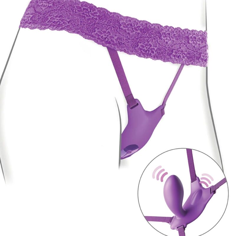 FANTASY FOR HER - G-SPOT BUTTERFLY HARNESS WITH VIBRATOR, RECHARGEABLE &amp; REMOTE CONTROL VIOLET