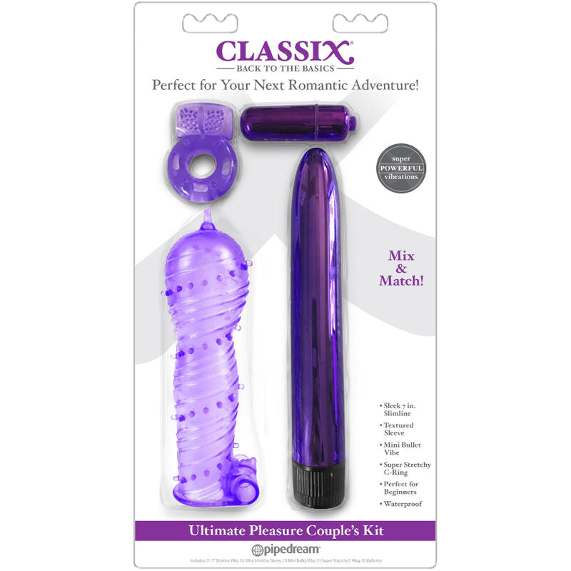 CLASSIX - KIT FOR COUPLES WITH RING, CASE AND PURPLE BULLETS