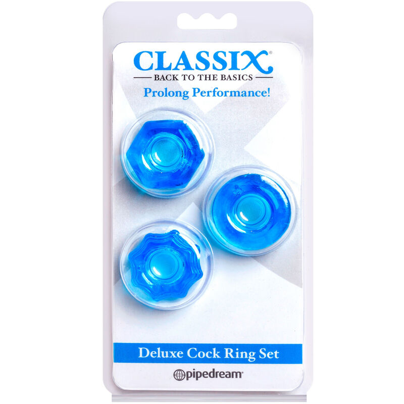 CLASSIX - SET OF 3 BLUE PENIS RINGS