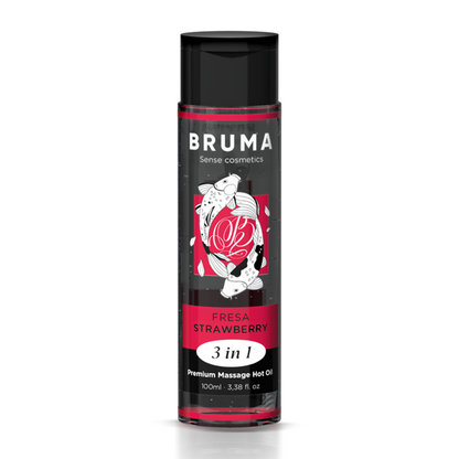 BRUMA - ACEITE DE MASAJE PREMIUM EFECTO CALOR SABOR FRESA 3 EN 1 - 100 ML