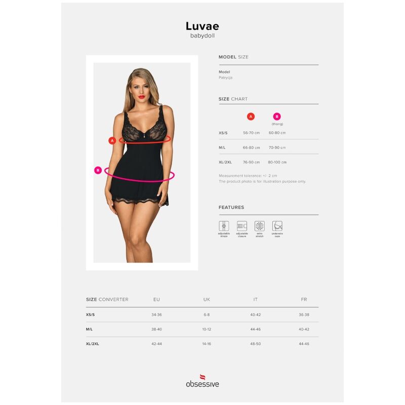 OBSESSIVE - LUVAE BABYDOLL AND BLACK THONG XS/S