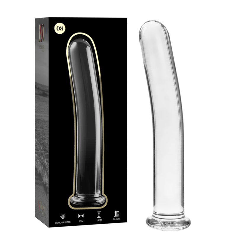 NEBULA SERIES BY IBIZA - MODEL 8 TRANSPARENT BOROSILICATE GLASS DILDO 14.5 CM -O- 2 CM