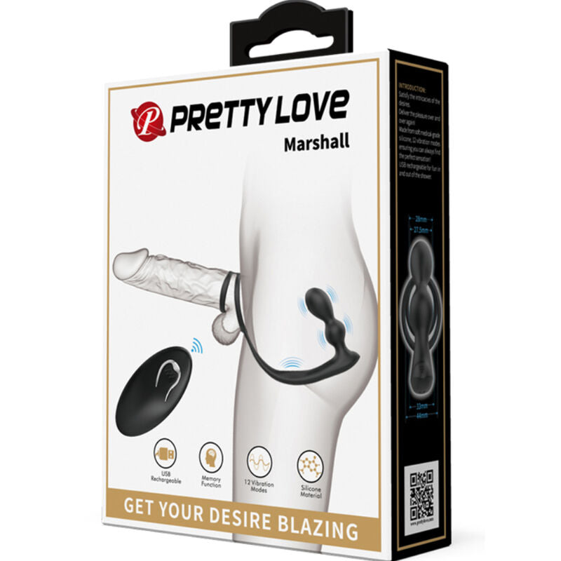 PRETTY LOVE - MARSHALL COCK RING + VIBRATING ANAL PLUG &amp; REMOTE CONTROL