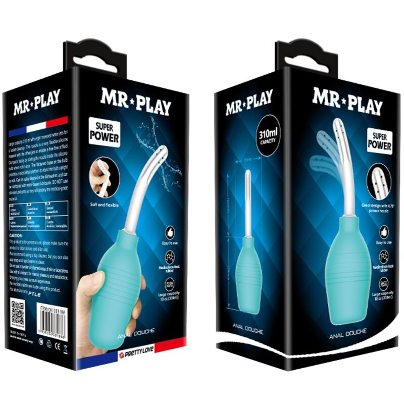 MR PLAY - PERA ANAL DUCHA DE GOMA AZUL