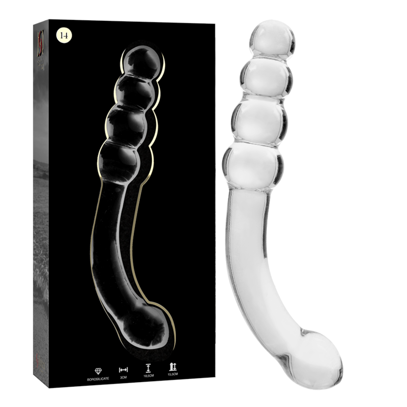 NEBULA SERIES BY IBIZA - MODEL 14 TRANSPARENT BOROSILICATE GLASS DILDO 18.5 CM -O- 3 CM