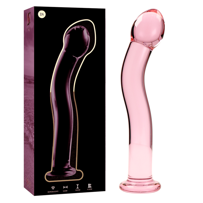 NEBULA SERIES BY IBIZA - MODEL 18 TRANSPARENT BOROSILICATE GLASS DILDO 18.5 CM -OR- 3.5 CM