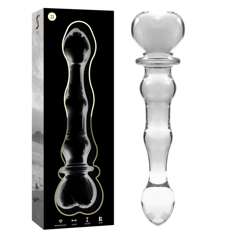 NEBULA SERIES BY IBIZA - MODEL 21 TRANSPARENT BOROSILICATE GLASS DILDO 20.5 CM -OR- 3.5 CM