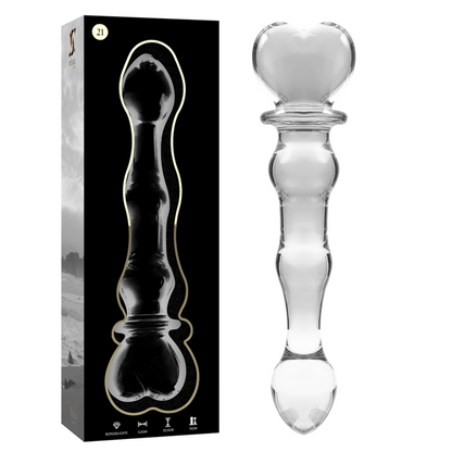 NEBULA SERIES BY IBIZA - MODEL 21 TRANSPARENT BOROSILICATE GLASS DILDO 20.5 CM -OR- 3.5 CM