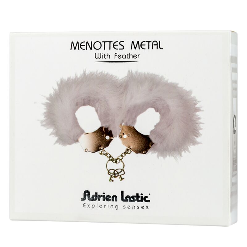 ADRIEN LASTIC - METAL HANDCUFFS WITH WHITE FEATHERS